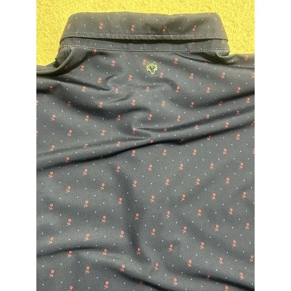 Greyson Polo Shirt Men Size 2XL‎ Navy Red Rose Floral All Over Print Performance - Picture 11 of 11